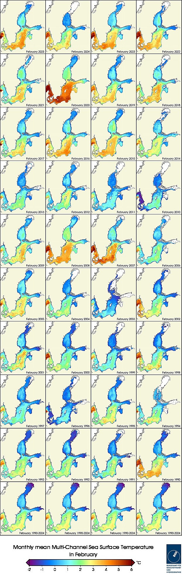 Temperaturkarten eines Monats seit 1990